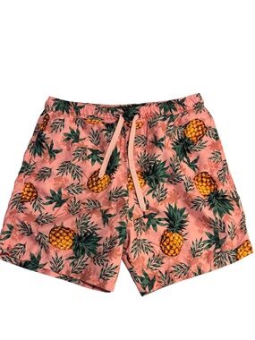Society Pink Pineapple Print Swim Trunks